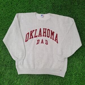 Vintage 80s Oklahoma Dad Sweatshirt XL 23x27 Gray Arch-Spellout